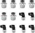 12 Pcs Push to Connect Fittings 5/32 Inch Tube OD x 1/4 Inch NPT Thread Pneumatic Male Straight and Elbow Quick Connect Air line fittings