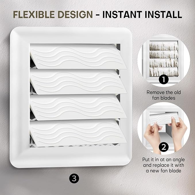 4-Pack Dryer Vent Cover Replacement with Enhanced Rippled Design - Premium Plastic Polymer Dryer Exhaust Vent Cover Replacements, Weather Resistant Exterior Dryer Vent Flap Replacement (White)