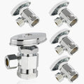 5-Pack GUOFIS Angle Stop Valve with Multi-Turn,1/2-Inch Fip Iron Pipe x 3/8-Inch OD Compression Water Shut-off Valves(LF Brass Chrome Plate)(VALVE365)