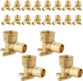 HeSun 20-Pack PEX Fittings, 3/4" PEX x 1/2" Female NPT, Pex Drop Ear Elbow, Brass Crimp Fitting for Pex Pipes, ASTM F1807