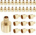 (30-Pack) PEX Fittings, Pex 1/2"x3/4" Female Sweat Copper Adapter, Brass Crimp Fittings, for PEX Tubing Pipe Plumbing, ASTM F1807(PEX1807131-30Pack)