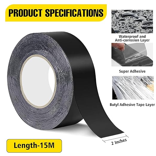 Joist Tape for Decking, Weather Resistant Deck Butyl Tape,1Rolls 2" X 50' Butyl Sealant Joist Flashing Tape for Wood Decks Beams Roo