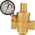 Water Pressure Regulator Valve, DN15 Brass RV Adjustable Water Pressure Reducer With Meter for RV Travel Trailer