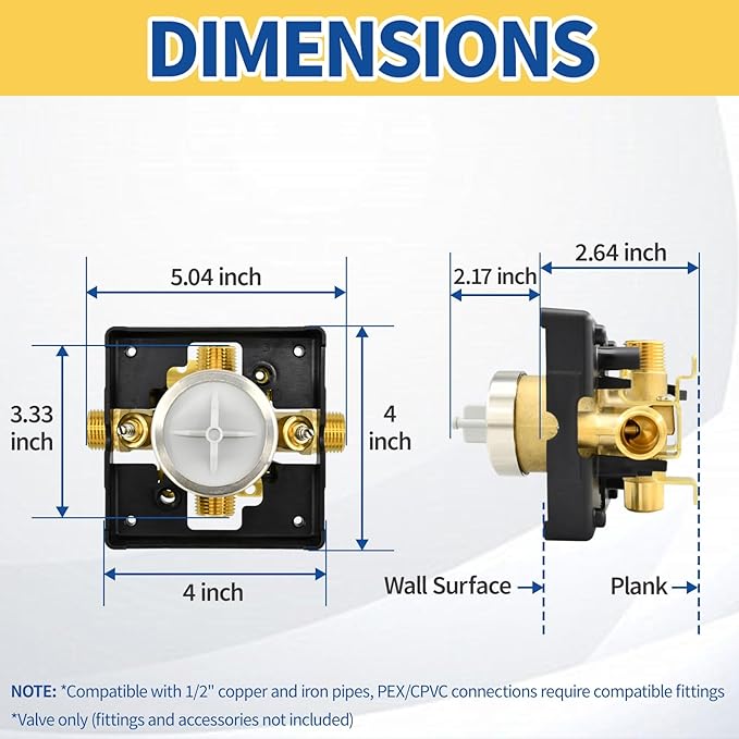 R10000-UNWSHF Shower Valve Body for Delta MultiChoice Universal Tub and Shower Trim Kits, Fits 13, 14, 17, and 17T Series Single-Function or Dual-Function Trim, Rough-In Valve with Screwdriver Stops
