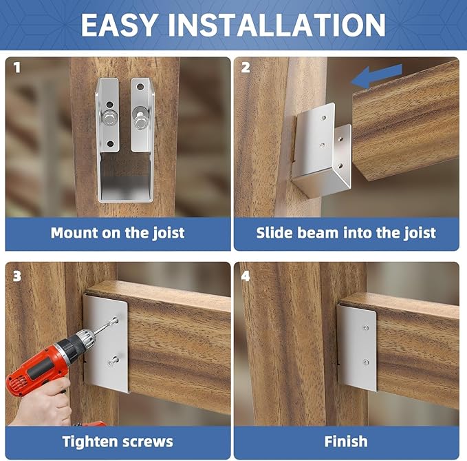 Concealed Joist Hanger,2" x 4"Outdoor Concealed-Flange Hanger,Concealed Face Mount Joist Bracket for 2"x4" Beam ,Swing,Fence (Galvanizing 12 PCS)
