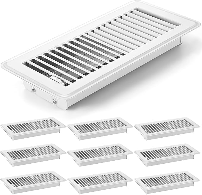 12 Pcs 4 x 10'' Floor Vent Covers Heavy Duty Floor Register Metal Heat Vent Covers with Rust Proof Finish for Home Heater(White,12 Pcs)