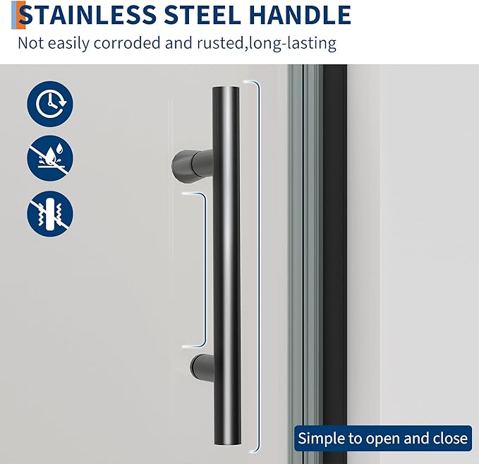 Frameless Hinged Shower Door with Pivot - 34 Inch Wide x 72 Inch High, 1/4" (6mm) Clear Tempered Glass, Reversible Inswing or Outswing Door, Easy-Clean Hydrophobic Coating, Brushed Nickel Finish