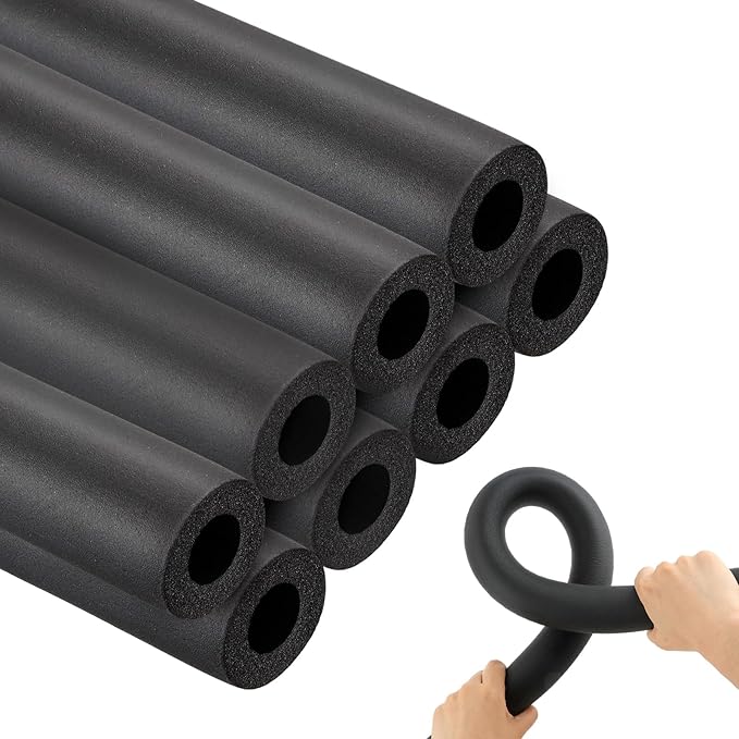 8 Pack Pipe Insulation Foam Tube 1" ID*3/8" TH-15.74" Foam Tubing Black Pipe Cover Heat Preservation for Outdoor Water Pipe Insulation,AC Unit, Exercise Machine Handle & Roof Rack Etc