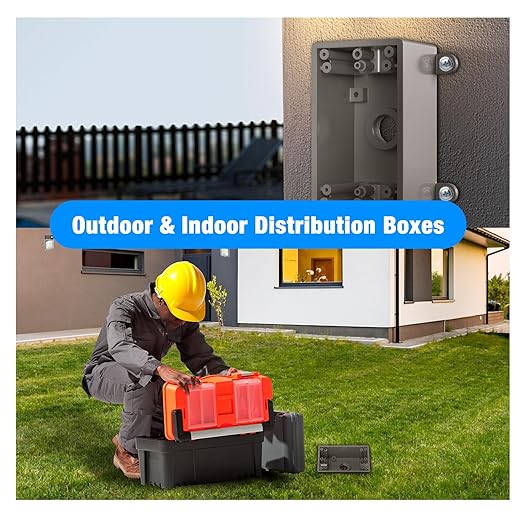 Single-Gang Weatherproof Electrical Outdoor Box, Suitable 1/2-Inch or 3/4-Inch Electrical Conduit Switch/Outlet Box, UL Listed, Junction Box Outlet, Gray