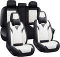 Car Seat Covers for Jaguar E-PACE 2018-2024,Breathable Nappa Leather Car Seat Protector,Full Seat Cover with Pillow Automotive Seat Cushion with Airbag Compatible(5 Seats,Black-White)