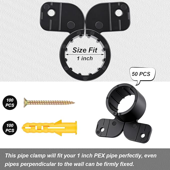 50 Pack 3/4 Inch Suspension Pipe Clamp Pex Clamps Conduit Clamp with Screws for Pex Copper CPVC Tubing Supports Butterfly Style