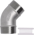1PCS 304 Stainless Steel 45 Degree Elbow, 1-1/2" NPT Male Pipe to 1-1/2" NPT Male Coupler, Heavy Duty Forged Street Elbow Adapter Pipe Fittings, Class 150