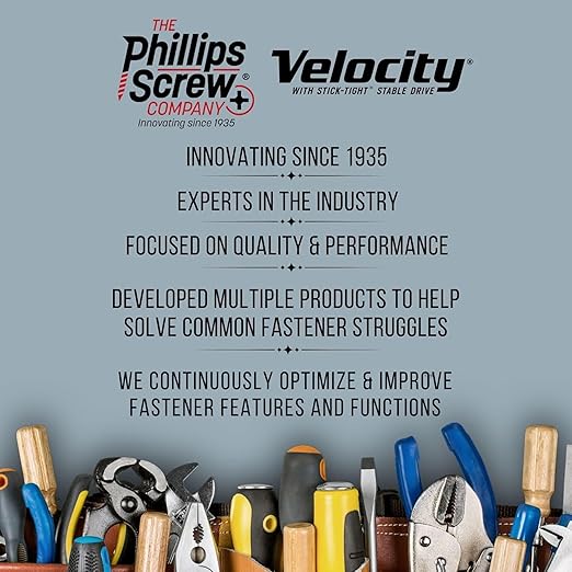 Velocity 2 1/4 Concrete Screws Set (Hex Head, 1/4") – Includes 12 High-Performance Masonry Screws PCS, Stick Tight Technology, 1 PSD ACR Drive Bit and 1 Carbide Concrete Drill Bit