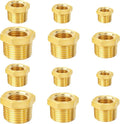 ChillWaves Brass Pipe Fitting Kit, Hex Bushing 1/4"×1/8", 3/8"×1/8", 3/8"×1/4", 1/2"×1/4", 1/2"×3/8", 3/4"×1/2" NPT Thread Adapter(12-PACK)