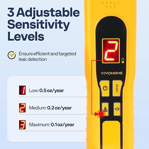 VIVOHOME HVAC Refrigerant Freon Leak Detector, Battery Powered, AC Sniffer Leak Detector for R134a R410a R1234yf R454B R32 CFCs HCFCs HFCs HFOs HCs, Max Sensitivity up to 0.1oz./yr