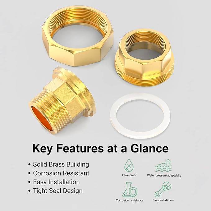 TAISHER 1PCS Brass Union，1" NPT Male x 1" NPT Female Brass Pipe Fitting
