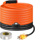 18FT Heat Tape for Water Pipes Freeze Protection IP65 Waterproof 7W/FT 110V BDDFOTO Water Pipe Heat Cable With Thermostat Self-Regulating Pipe Heater for House Garden/RV Camper
