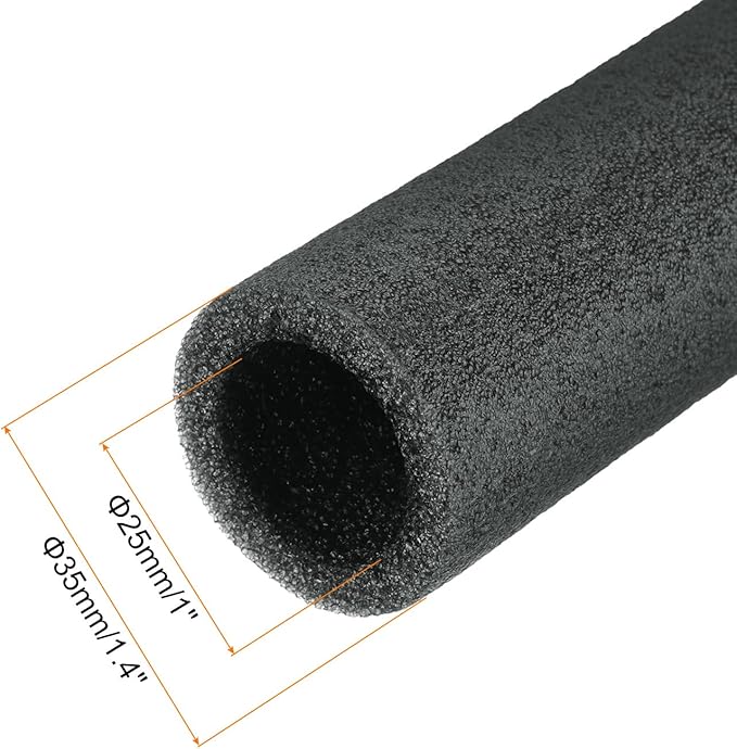 MECCANIXITY 4pcs Pipe Insulation Foam Tube Pipe Lagging 25mm(1 Inch) ID 35mm OD 2ft Freeze Protection for Copper Pipe, Black