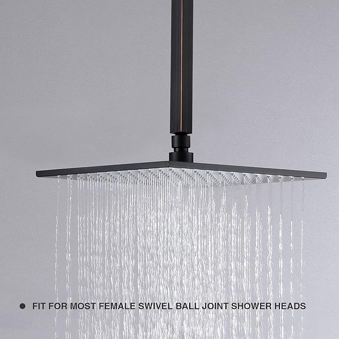 TRUSTMI Shower Arm with Flange Ceiling Mounted 8 Inch Square Extension Pipe for Overhead Rainfall Shower Head, Stainless Steel, Oil Rubbed Bronze