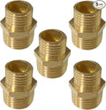 3/8" x 1/4" Male Threaded Hex Nipple Reducer Brass NPT Pipe Fitting Adapter Straight Connectors Pack of 5