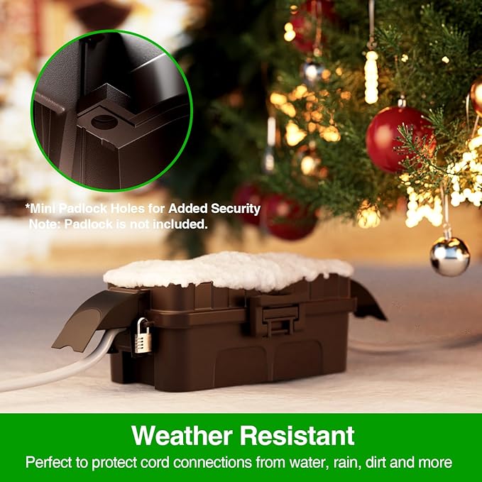 Flemoon 2-Piece Outdoor Waterproof Electrical Box Set – 12.5" x 8.5" x 5" Large & 8.1" x 4.9" x 3.1" Small Weatherproof Electrical Boxes for Power Strip, Outlet, Holiday String Light, Brown
