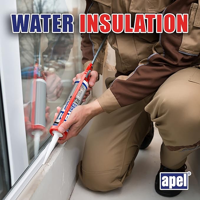 apel All Purpose Clear Silicone Sealant Waterproof (12 x 10.5 fl.oz.), 100% Silicone Caulk, Weatherproof & Flexible Adhesive Sealant for Indoor and Outdoor Use, Transparent - 12 Pack