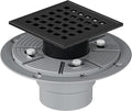 Neodrain Square Shower Drain,4 inch Black Stainless Steel 304 Grate and PVC Drain Body, Grate with Kit Includes Hair Trap/Strainer,Lifting Hook and PVC Drain Base