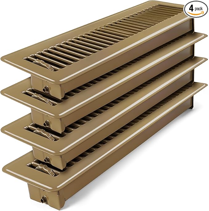 Floor Register 2x14 - Heavy Duty Walkable Vent Covers for Home Floor and Sidewall, Steel Rust-Resistant Vent Registers Grille with Adjustable Lever, Energy-Saving 2 Inch by 14 Inch Floor Vents (Brown)