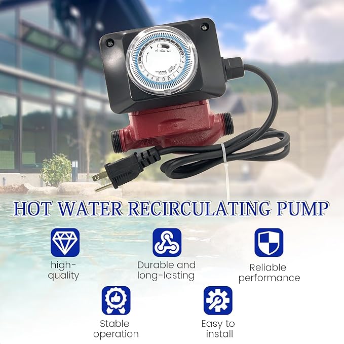UP15-10SU7P/TLC Hot Water Circulator Pump, 115V 1/25 HP 3/4" x 1/2" NPT, Compatible with Grundfos UP15-10SU7P 59896288P1 595916 Recirculating Pump