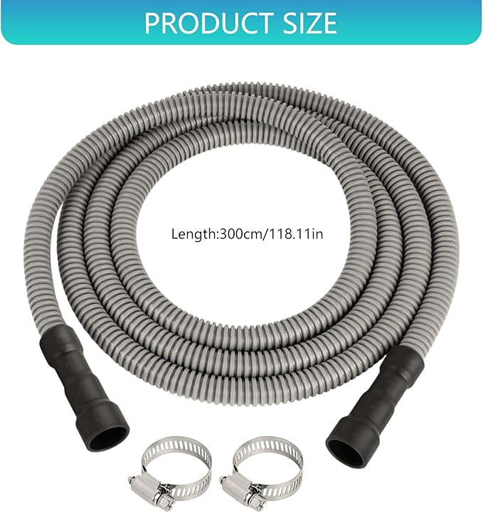 Kink Dishwasher Drain Extension Hose 10 Feet Easy Installation Leak Design for 5/8inch Professional Drain Hose