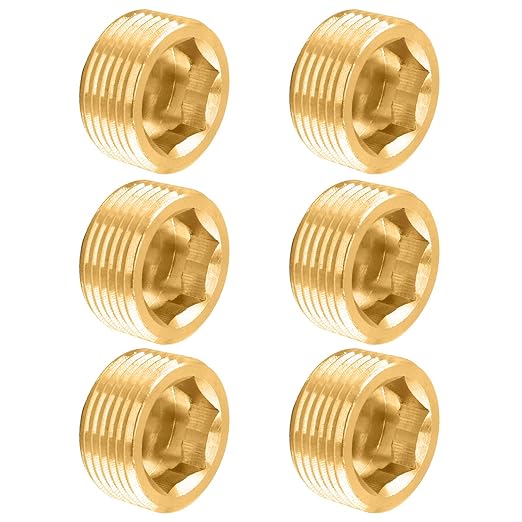 Glarks 6Pcs Copper 3/4'' NPT Male Pipe Plug Fitting