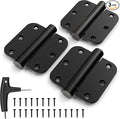 KOLET Self Closing Door Hinges, 3.5 x 3.5 Inches Door Hinges with Auto Close, 5/8" Radius Corners Spring Hinges, Commercial Grade Stainless Steel, No-Pin Installation, Matte Black, 3 Pack