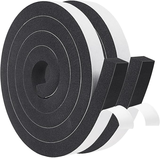 Yotache Foam Weather Stripping 1" x3/4", Insulation Foam Strips with Adhesive for Door,Automotive,Air Conditioner Seal, 2 Rolls x 6.5 Ft Each, Total 13 Feet Long