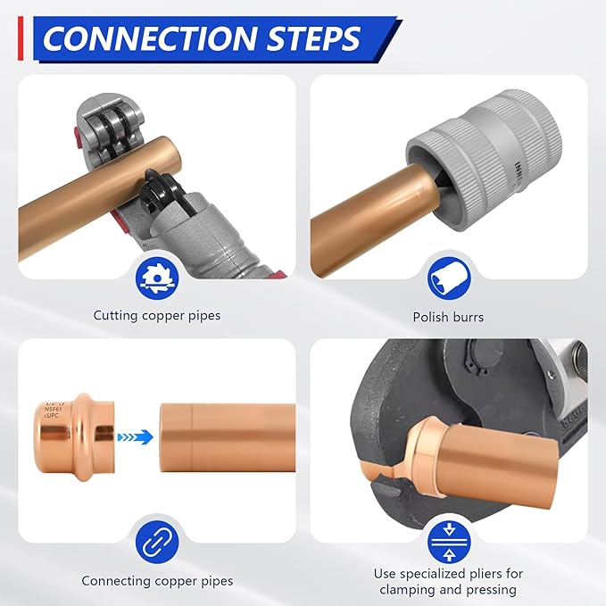 10-Pack YVSKM 3/4" Copper Press Cap, Lead-Free Copper Pipe Fitting End Cap for Press Plumbing Systems, Hot & Cold Water, HVAC & Potable Water Applications