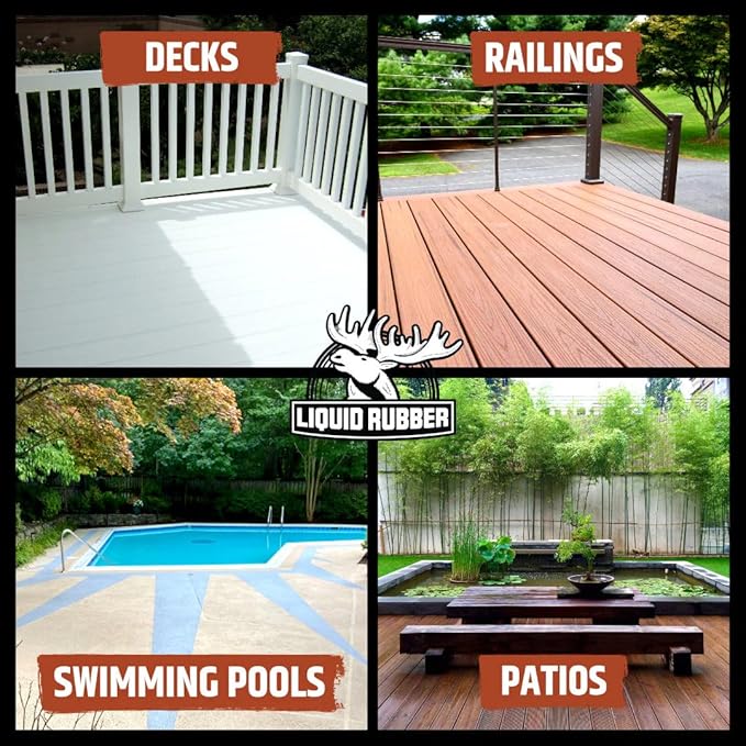 Liquid Rubber Cool Foot Deck Coating - Solar Protection Paint, Reduces Surface Temperatures by Up to 35%, Multi-Surface Cooling Decking Sealant, Waterproof, Durable Membrane, Neutral Beige, 5 Gallon