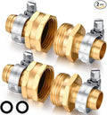 Garden Hose Repair Connector with Clamps Hose End Repair Kit,5/8" Barb Garden Hose Fittings Male and Female brass garden hose ends (5/8"Barb-2 Set)