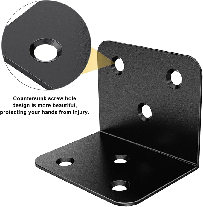 20 Pcs Metal Corner Braces, 1.5in L Brackets for Wood, 90 Degree l Bracket Wide Corner Black Metal Corner Bracket for Wood Furniture Bed Chair