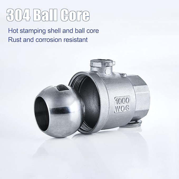 1 Inch Ball Valve, Premium Heavy Duty 304 Stainless Steel Full Port Forged NPT 1" Ball Valve for Water Oil and Gas with Long Handle Shut Off Switch, 1000 WOG (2 pieces, FNPT to FNPT)