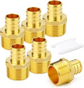 GASHER 6Pcs No Lead Brass 3/4" Pex Male Adapter, 3/4" Male NPT to 3/4" PEX Adapter for Pex Tubing