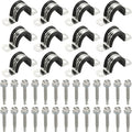 PATIKIL 12Pcs Pipe Clamps, 7/8 Inch 304 Stainless Steel Rubber Cushioned U Bracket Conduit Clamps Pipe Strap Wire Clips with Hexagonal Screw for Tube Hose Cord Installation, 22mm