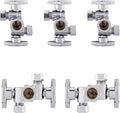 5-Pack Foskan Dual Compression 1/4 Turn Angle Stop Valve with 2 Shut Off Valve/Handles,1/2" NOM (5/8" OD) x 3/8" OD x 3/8" OD,Chrome Plated Brass