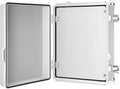 Junction Box, IP67 Waterproof Plastic Enclosure for Electrical Project, Hinged Grey Cover, Includes Mounting Plate and Wall Bracket (Grey Cover with Inner Door, 16.1"x12.2"x7.1")