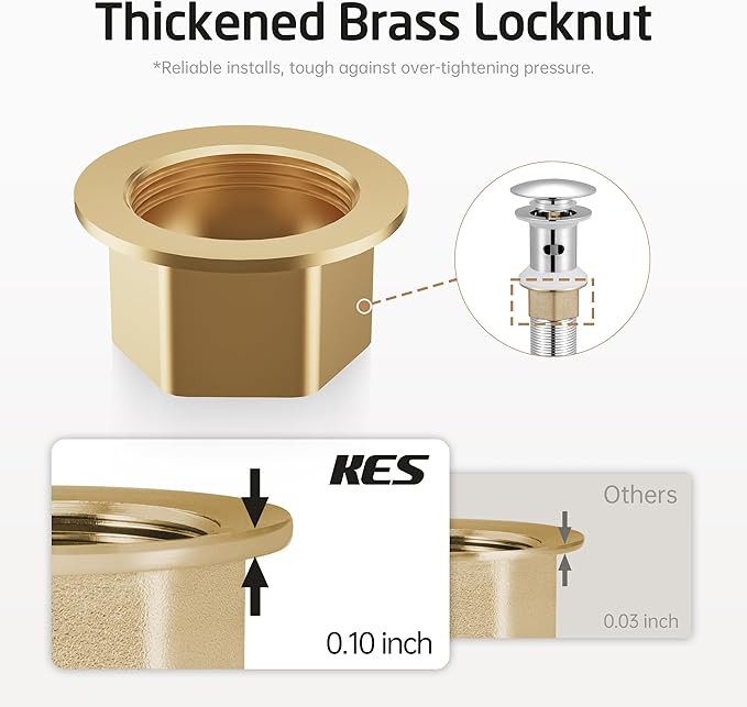 KES Bathroom Sink Drain with Detachable Hair Catcher Basket, Pop Up Drain Stopper with Overflow Anti-Clogging Vanity Vessel Sink Drain, Polished Chrome 2 Pack 304 Stainless Steel, S2013A-CH-P2