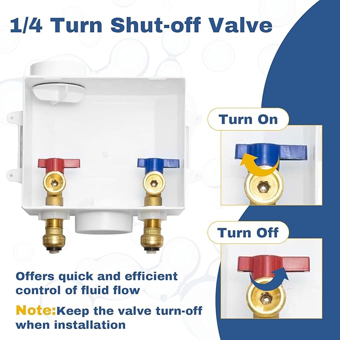 20-PACK GUOFIS Washing Machine Outlet Box, PEX Laundry Washer Box with Central and Side Drain Design(1/2"Push-fit Connection Inlet X 3/4"MHT Outlet)(WM005-20Pack)
