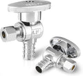 (Pack of 2) EFIELD 1/4 Turn Angle Stop Valve 3/8" OD Compression x 1/2" Pex Barb Crimp Chrome Plated Brass,(VALVE076)