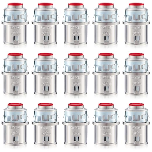 15 Pack Metal-Clad Cable Connectors, 3/8" Snap in Connectors Zinc Electrical Conduit Cable Connector for Steel and Aluminum Cables, Knockout Size 1/2'' Steel Construction