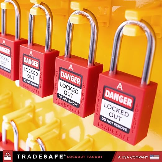 TRADESAFE Lockout Tagout Station with 20 Loto Locks Keyed Alike Unlimited, 6 Lockout Hasps, 60 Lock Out Tags, Lock Out Tag Out Kit Station, Lock Out Kit Cabinet 22-1/2 x 18 x 3 inches