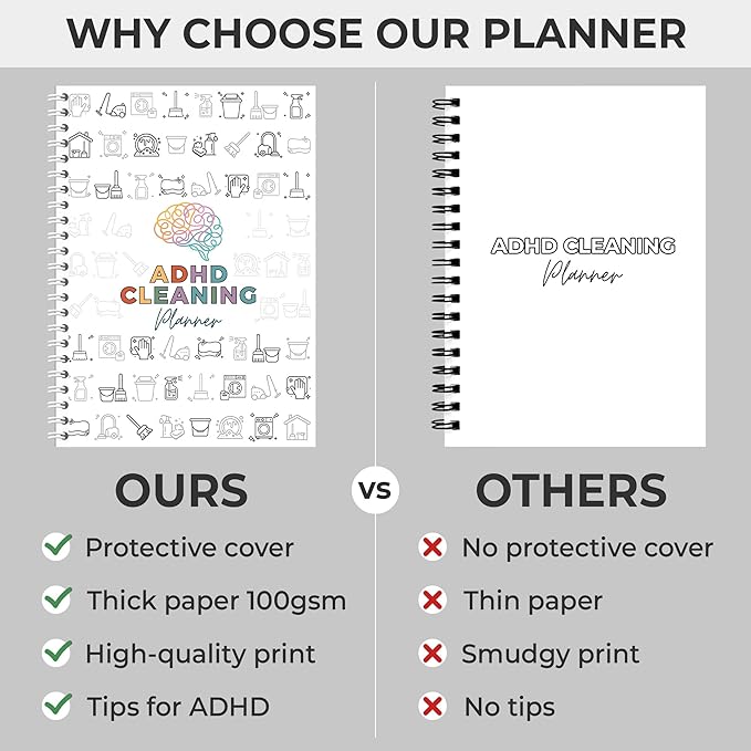 ADHD Cleaning Planner, ADHD Cleaning and Organizing Planner for Adults Women Mom, Household Cleaning Schedule and Checklist, Daily Weekly Monthly Chore Chart Notebook for Family Editable 5.8 x 8.3"