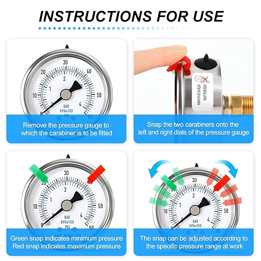 MEANLIN MEASURE 0~60Psi Dry Pressure Gauge Stainless Steel 1/4" NPT 2" FACE DIAL Waterproof for Pool Filter Pump Water Air Compressor Tire Pressure Tester Back Mount (with 2PCS Snaps)