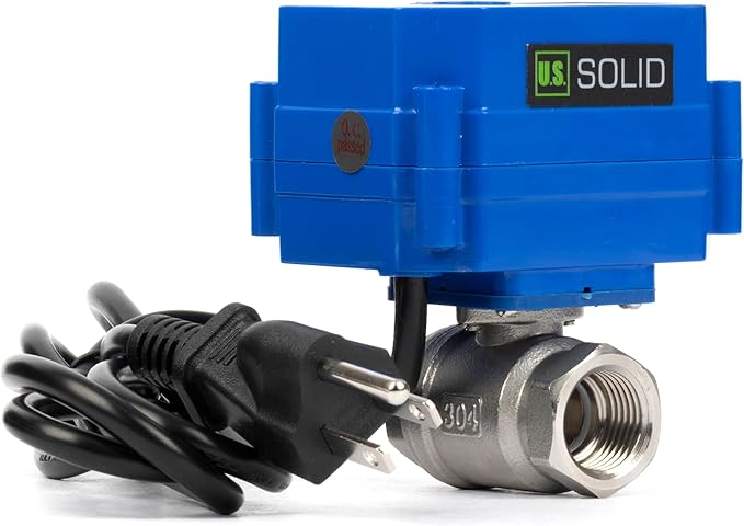 U.S. Solid 1" Motorized Ball Valve with US Plug 110VAC Stainless Steel Electrical Ball Valve,Auto Return, Normally Open